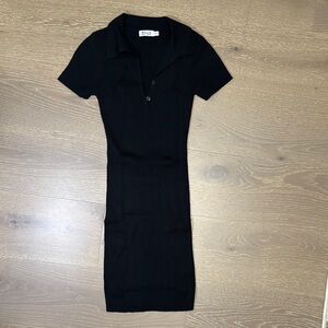Beginning Boutique Black Ribbed Polo Dress size XS/S